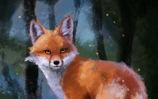 Fox forest firefly digital painting - a digital painting free wallpaper