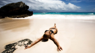 Woman beach bikini sand water - beach free wallpaper
