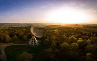 Satellite dish forest sunset nature - the horizon free wallpaper