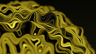 Yellow abstract wavy lines black - wavy free wallpaper