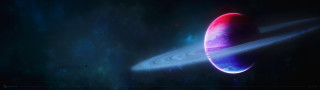 Saturn moon blue red ring - the center free wallpaper
