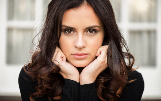 Woman longhair black sweater portrait - a black sweater free wallpaper