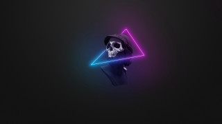 Skull hoodie neon triangle cyberpunk - a skull free wallpaper