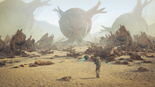 Desert man giant alien background - biopunk free wallpaper