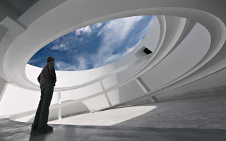 Sky man circular window clouds - circular free wallpaper