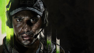Serious man headphones green background - headphone free wallpaper