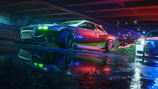 Cyberpunk car parking garage neon - synthwave style free wallpaper