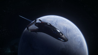 Futuristic vehicle blue planet space 2 - star citizen halo free wallpaper