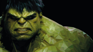 Hulk intense face lowpoly blackbackground - intense free wallpaper