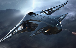 Futuristic fighter jet cloudy sky 3 - star citizen halo free wallpaper