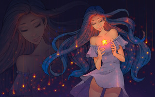 Woman star holding girl aurora - same free wallpaper