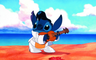 Cartoon character guitar beach sky - a guitar free wallpaper