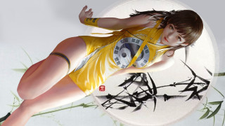 Woman flying frisbee bamboo cyberpunk - a frisbee free wallpaper