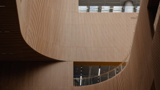 Building circular window staircase skylight - a woodcut free wallpaper