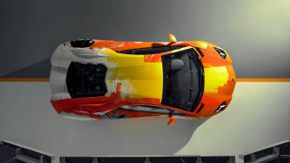 Orange yellow car hood up - the top of it free wallpaper