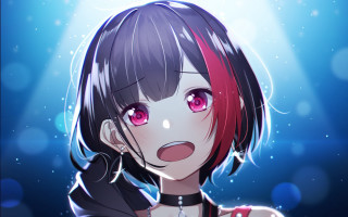 Girl red eyes black jacket - a black jacket free wallpaper