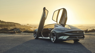 Futuristic car ocean sunset road - cui bai free wallpaper