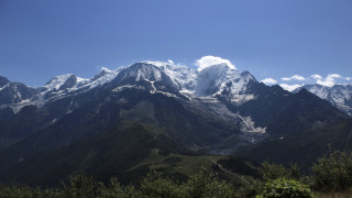 Mountain range clouds trees bushes - a mountain range free wallpaper
