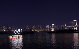Boat bridge city night olympic - a boat free wallpaper