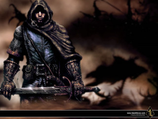 Man hooded sword dark forest - dark soul free wallpaper
