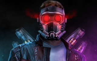 Man gasmask two guns redlight - doc hammer free wallpaper
