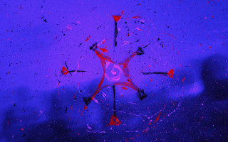 Purple clock red face abstract - action painting free wallpaper