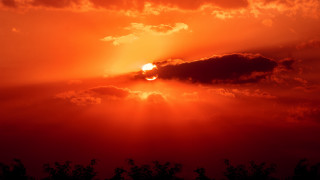 Red sky sun clouds trees - the cloud free wallpaper