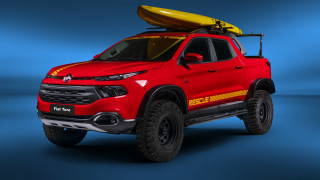 Red truck yellow kayak futurism - roof free wallpaper