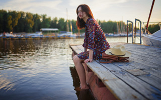 Woman dock hat portrait beach - a dock next free wallpaper