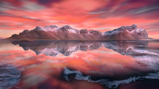 Mountain range pink sky reflection - sky free wallpaper