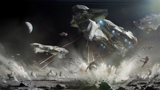 Moon people spaceship space station - star citizen halo free wallpaper