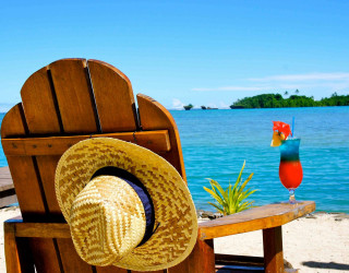 Beach ocean island summer scenery - a beach chair free wallpaper