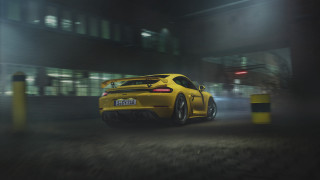 Yellow sports car night fog 2 - fog free wallpaper