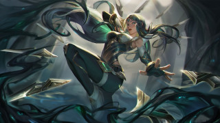 Fantasy woman sword flying water - a detailed painting free wallpaper
