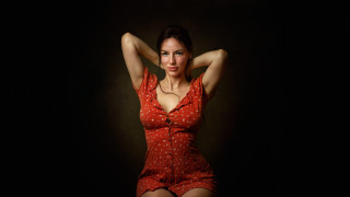 Woman redpolkadotdress posing ankazhuravleva digitalpainting - anka zhuravleva free wallpaper