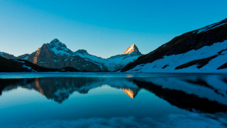 Mountain range reflection sunset lake 3 - sunset free wallpaper