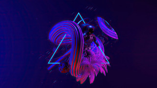 Neon triangle holographic palm tree - c4d free wallpaper
