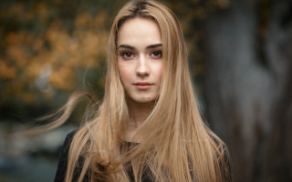 Blonde woman tree portrait bokeh - portrait photography free wallpaper