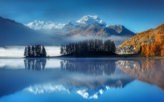 Lake mountains trees blue sky 50 - derold page free wallpaper