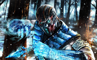 Man blue outfit sword snowy - ice free wallpaper