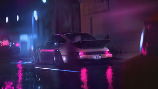 Wet street night car neon - the car free wallpaper