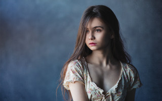 Anka zhuravleva portrait blood floral - long hair and a dress free wallpaper