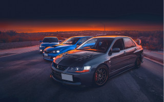 Cars sunset night puzzle cinematic - a group of cars free wallpaper