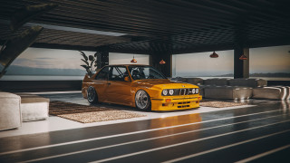 Yellow car garage couch table - a couch and a table free wallpaper