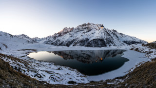 Mountain lake snow shrubbery blue - amir zand free wallpaper
