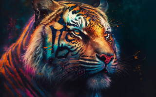 Tiger colorful background psychedelic embers - a tiger free wallpaper