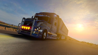 Semi truck highway sunset sun - a semi truck free wallpaper