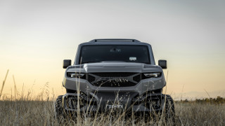 Grey truck field tallgrass sunset - mecha free wallpaper
