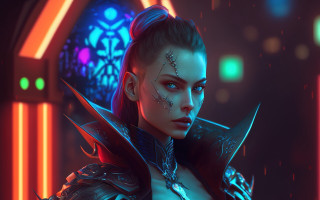Woman sword glowing background fantasy - artstation hq free wallpaper