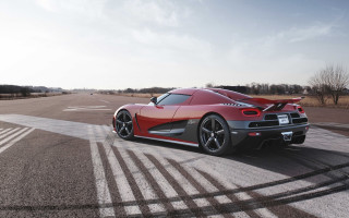 Red sports car road field 5 - a road next free wallpaper